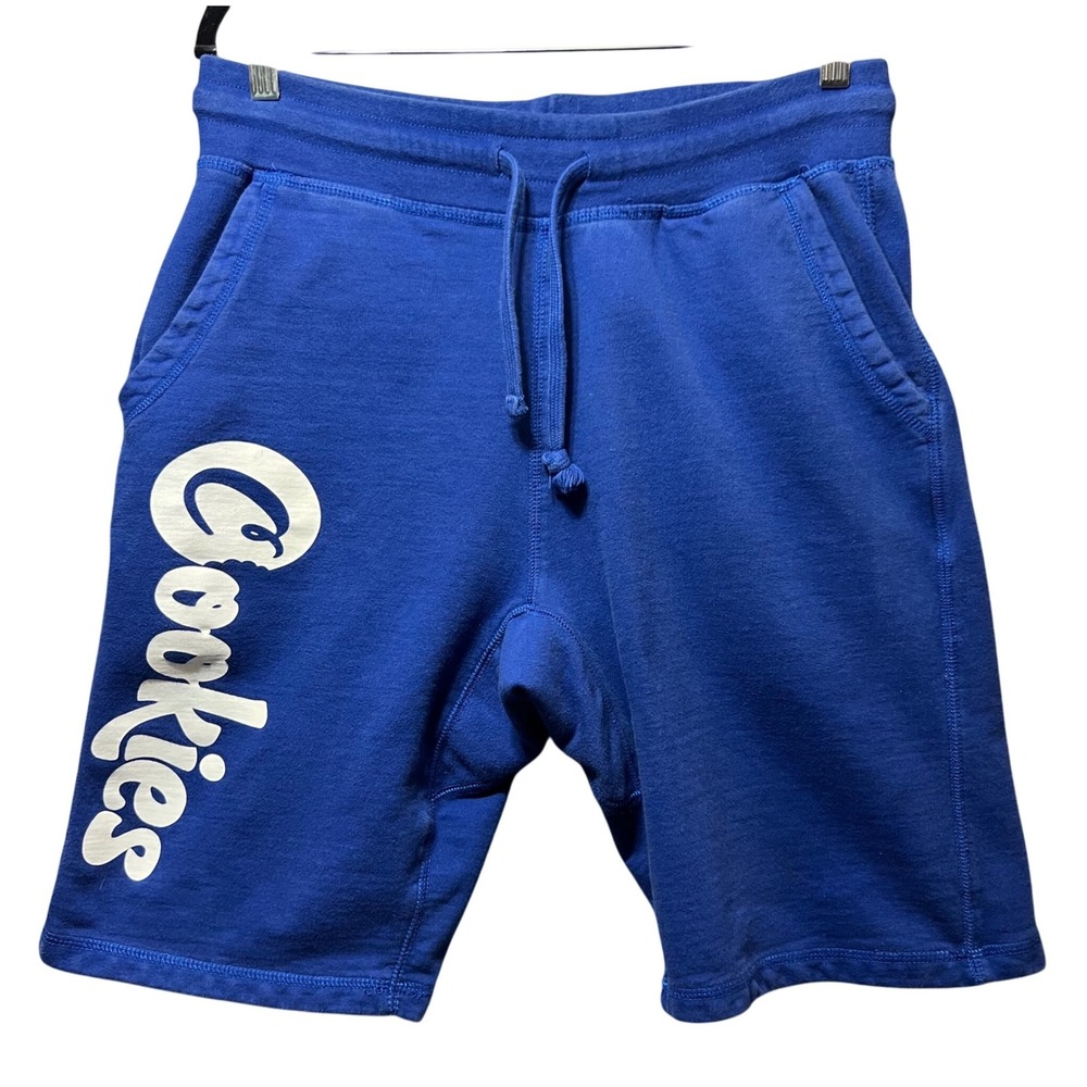 Blue Sweat‎ Shorts XL with Cookies Style Logo Print Custom Urban Streetwear